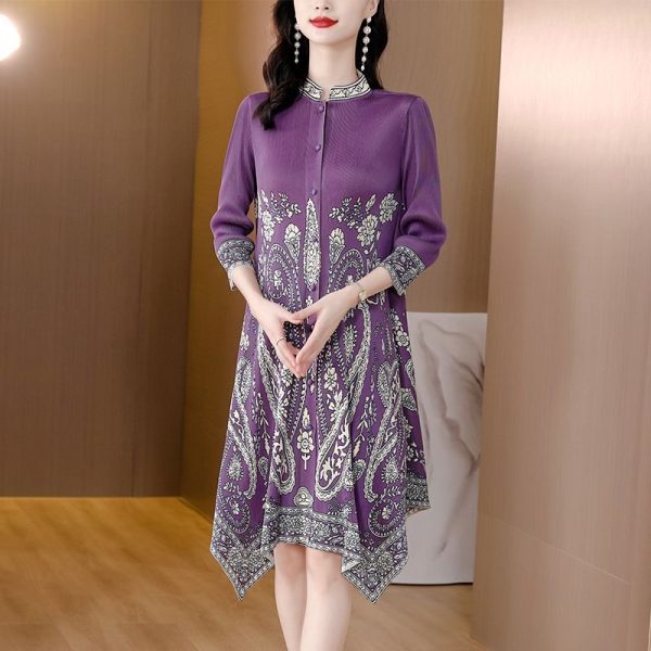 Large size women's fashion dress new retro ethnic loose mid-length skirt D02340