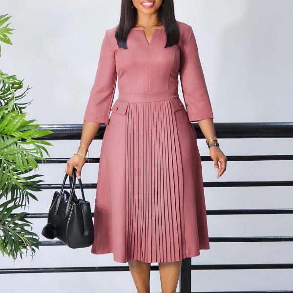 Plus size women's clothing 2025 autumn fashion temperament elegant dress slim medium long skirt D02348