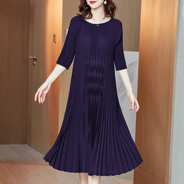 Large size women's clothing 2025 high-end loose Korean style new casual slim dress medium long skirt D02374