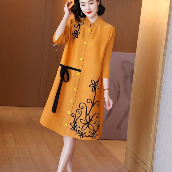 2025 plus size women's spring temperament cardigan jacket single-breasted dress mid-length skirt D02371