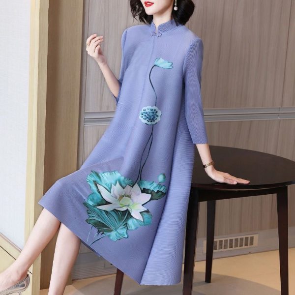 2025 plus size women's summer new retro loose dress western style cheongsam mid-length skirt D02351